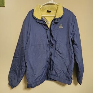 HUF Pacsun Simon Navy Blue Nylon Yellow Lined Sherpa Jacket Medium